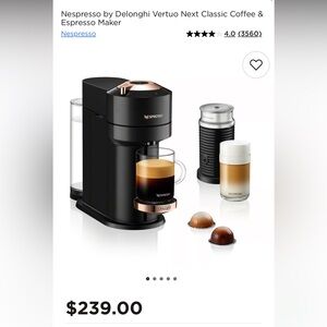 NESPRESSO VERTUO NEXT PREMIUM COFFEE AND ESPRESSO MAKER! WORKING! ROSE GOLD!